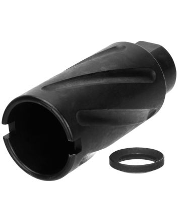 TacFire MZ10079MMN Spiral Fluted Muzzle Brake Black Oxide Steel with 1/2"-36 tpi Threads, 2.60" OAL &amp; 1.12" Diameter for 9mm Luger AR-Platform