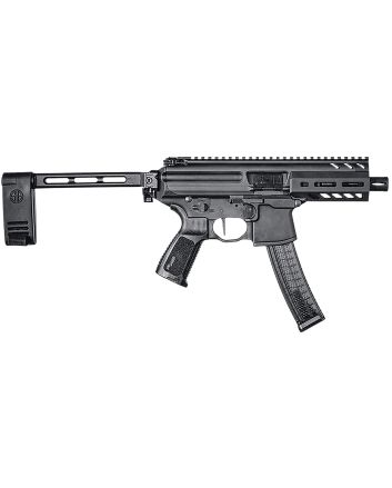 Sig Sauer PMPX4B9 MPX K9mm Luger Caliber with 4.50" Barrel, 30+1 Capacity, Black Hard Coat Anodized Metal Finish, Folding Pivoting Contour Brace Stock &amp; Black Polymer Grip Right Hand