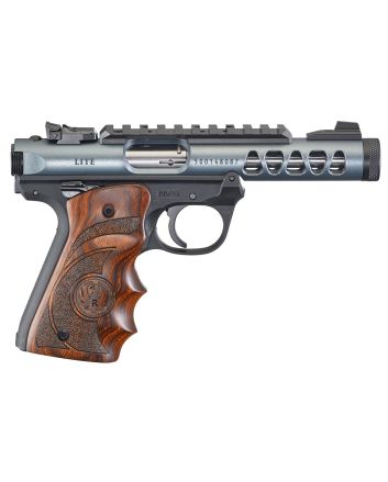 Ruger 43921 Mark IV 22/45 *MA Compliant 22 LR 10+1 4.40" Satin Stainless Steel Barrel, Diamond Gray Anodized Ventilated Aluminum w/Picatinny Rail Slide, Contoured Wood Laminate Grip