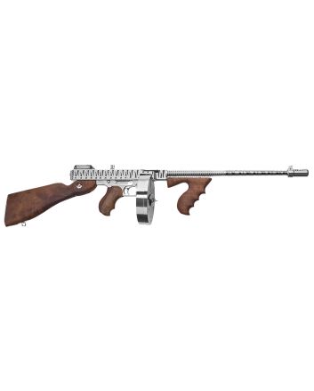 Thompson T150DCRTS 1927A-1 Deluxe 45 ACP Caliber with 16.50" Barrel, 20+1 Capacity (Stick), 50+1 Capacity (Drum), Hard-Chrome w/Tiger Stripe Metal Finish, American Walnut Stock Wood Grip Right Hand