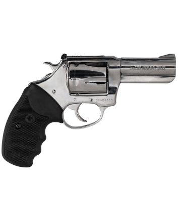 Charter Arms 73539 Mag PugLarge 357 Mag, 5 Shot 3" High Polished Stainless Steel Barrel, Cylinder &amp; Frame w/Black Finger Grooved Rubber Grip