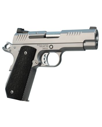 Ed Brown EVOKC9 1911 EVO KC9 9mm Luger 9+1 4" Barrel, Snakeskin Serrated Stainless Steel Bobtail Frame, Serrated Slide w/Recessed Slide Stop, Black G10 Grip