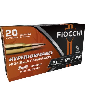 Fiocchi 65CMSCA Hyperformance6.5Creedmoor 130gr Swift Scirocco II Boat Tail Spitzer 20 Per Box/10 Case