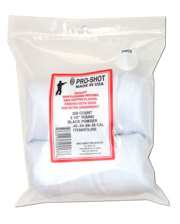 Pro-Shot 212250 Cleaning Patches.45 - .58 Cal 2.50" Round Cotton Flannel 250 Pack