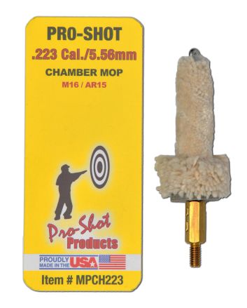 Pro-Shot MPCH223 Chamber Mop Military Style .223 Rem/5.56x45mm NATO AR Platform #8-32 Thread 100% Cotton Mop Brass Core