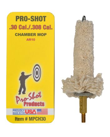 Pro-Shot MPCH30 Chamber Mop Military Style .30/ .308/ 7.62x51mm NATO AR Platform #8-32 Thread 100% Cotton Mop Brass Core
