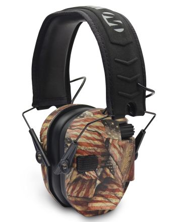 Walker's GWPRSEMBARM Razor Slim Electronic Muff 23 dB Over the Head USA Flag w/Black Polymer