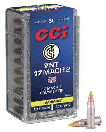 CCI 948CC VNT Rimfire 17Mach2 17gr Varmint Tipped 50 Per Box/100 Case