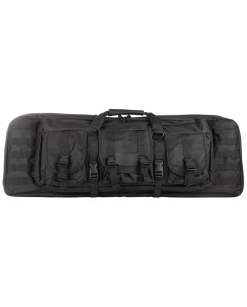 NcStar CVDC2946B36 VISM Double Carbine Case Black PVC Nylon w/ Foam Padding Lockable Zippers Pockets &amp; MOLLE Webbing