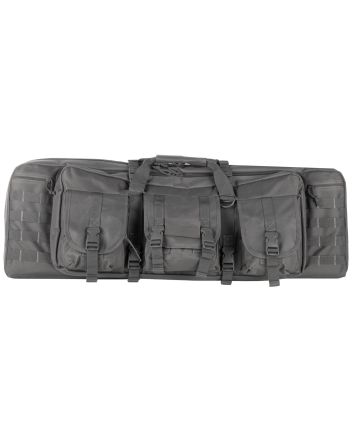 NcStar CVDC2946U36 VISM Double Carbine Case Urban Gray PVC Nylon w/ Foam Padding Lockable Zippers Pockets &amp; MOLLE Webbing