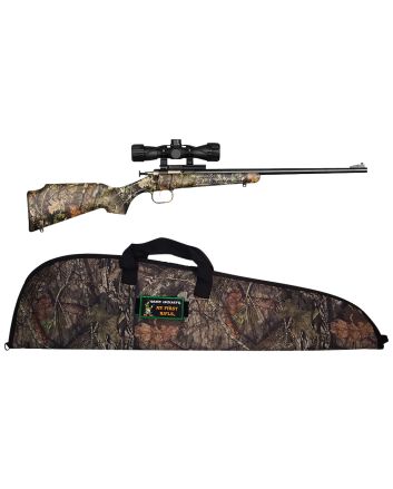 Crickett KSA2163BSC Youth Package 22 LR 1rd 16.12" Blued Barrel/Receiver, Mossy Oak Break-Up Synthetic Stock, Rebounding Firing Pin Safety Includes 4x32mm Scope, Scope Mount &amp; Soft Case