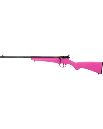 Savage Arms 13844 RascalYouth 22 LR 1rd 16.13" Matte Black Sporter Barrel, Matte Black Carbon Steel Receiver, Pink Fixed Synthetic Stock, Left Hand