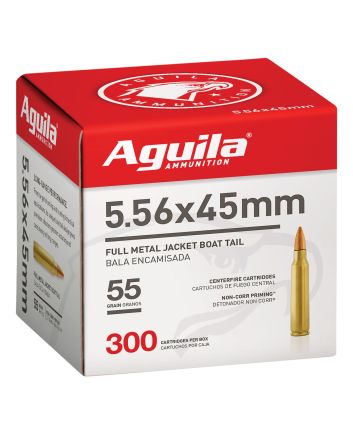 Aguila 1E556126 Target &amp; Range Rifle 5.56x45mm NATO 55gr Full Metal Jacket Boat Tail 300 Per Box/4 Case