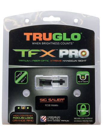 TruGlo TG13SG3PC TFX ProBlack | Green Tritium &amp; Fiber Optic Orange Outline Front Sight Green Tritium &amp; Fiber Optic Rear Sight