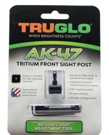 TruGlo TG231AK1 Tritium Rifle Front SightBlack-Green with White Outlinefor AK-47, AKM, AK-74