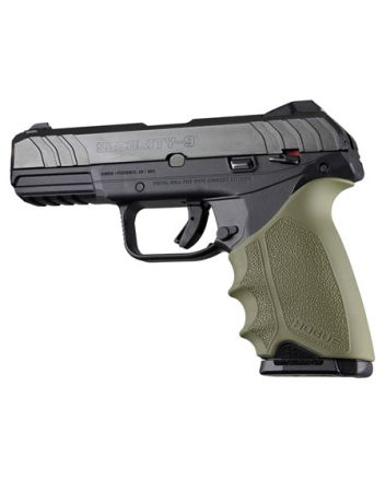 Hogue 17701 HandAll Beavertail made of Rubber with Textured OD Green Finish &amp; Finger Grooves for Ruger Security-9