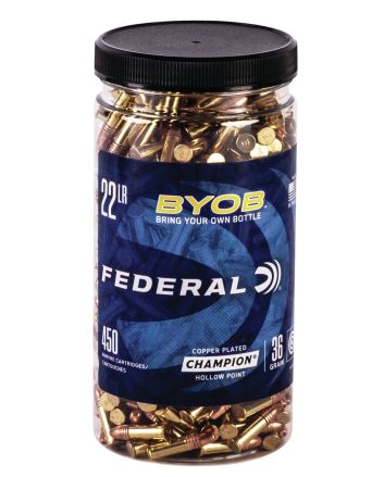 Federal 750BTL450 Champion Training BYOB 22LR 36gr Copper Plated Hollow Point 450 Per Box/8 Case