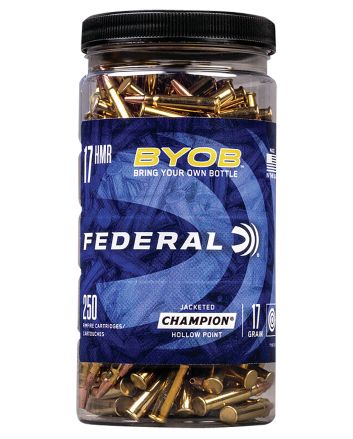 Federal 770BTL250 Champion Training BYOB 17HMR 17gr Speer TNT Jacketed Hollow Point 250 Per Box/8 Case