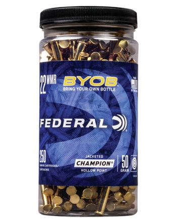 Federal 757BTL250 Champion Training BYOB 22WMR 50gr Jacketed Hollow Point 250 Per Box/8 Case
