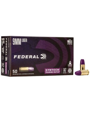 Federal AE9SJ3 Syntech Training Match 9mmLuger 147gr Total Syntech Jacket Flat Nose 50 Per Box/10 Case