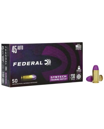 Federal AE45SJ2 Syntech Training Match 45ACP 230gr Total Syntech Jacket Flat Nose 50 Per Box/10 Case