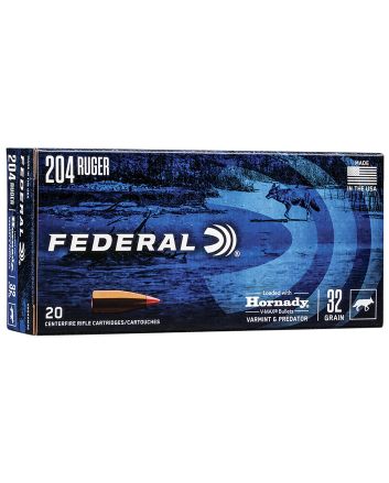 Federal V204VM32 Varmint &amp; Predator204Ruger 32gr Hornady V-Max 20 Per Box/10 Case
