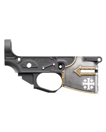 Spikes STLB600PCH Rare Breed Crusader Stripped Lower Receiver Multi-Caliber 7075-T6 Aluminum Black Anodized with Painted Front for AR-15