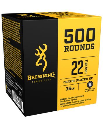 Browning Ammo B194122000 BPR Performance Rimfire22 LR 36 gr Plated Hollow Point 500 Per Box/ 4 Cs