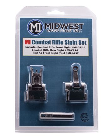 Midwest Industries MICRSSET Combat Rifle Sight SetBlack Flip Up Front &amp; Rear for AR-15, M16, M4