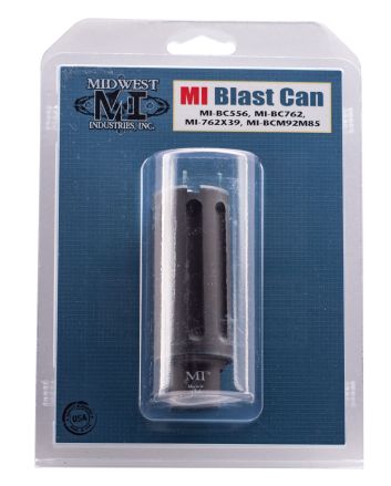 Midwest Industries MIBC556 Blast CanBlack Hardcoat Anodized 6061-T6 Aluminum with 1/2"-28 tpi Threads, 3.38" OAL &amp; 1.20" Diameter for 5.56x45mm NATO AR-Platform