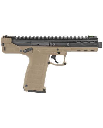Kel-Tec CP33TAN CP3322 LR 33+1 5.50" Black Ported/Threaded Barrel, Black Serrated/Optic Ready Slide, Tan Polymer Frame w/Picatinny Rail, Black Polymer Grip Ambidextrous
