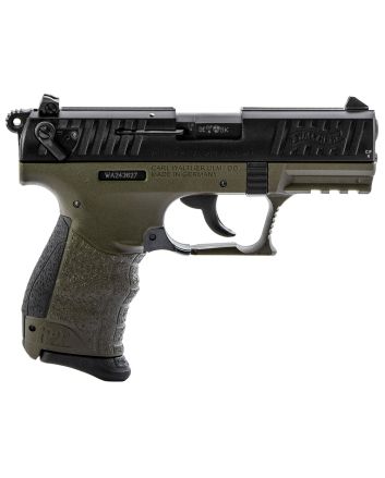 Walther Arms 5120715 P22 Q Military 22 LR 10+1 3.42" Steel/Threaded Barrel, Matte Black Tenifer Serrated/Steel Slide, OD Green Polymer Frame w/Picatinny Rail, Black Interchangeable Backstrap Grips