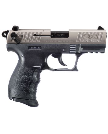 Walther Arms 5120725 P22 Q 22 LR 10+1 3.42" Steel/Threaded Barrel Nickel Serrated/Steel Slide, Black Polymer Frame w/Picatinny Rail, Black Interchangeable Backstrap Grips