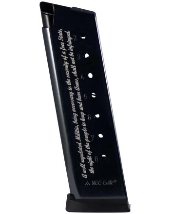 Mec-Gar MGCG45082A Standard8rd 45 ACP Fits 1911 Government Blued w.2nd Amendment Engraving Carbon Steel