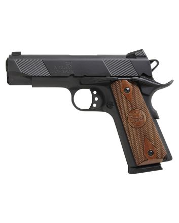 Iver Johnson Arms HAWK Hawk Commander 45 ACP 8+1 4.25" Black Steel Barrel, Matte Black Serrated Steel Slide &amp; Frame w/Beavertail. Checkered Double Diamond Walnut Grip