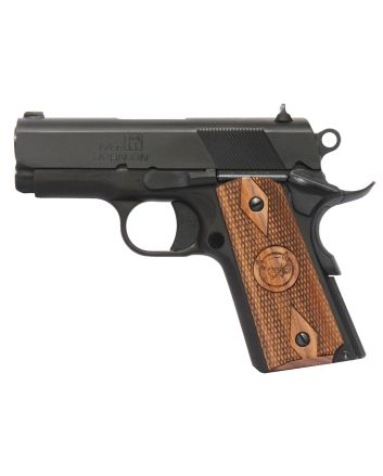 Iver Johnson Arms THRASHER9 Thrasher Officer 9mm Luger 8+1 3.12" Black Steel Barrel, Matte Black Serrated Steel Slide &amp; Frame w/Beavertail, Walnut Grip