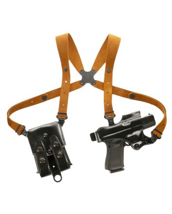 Galco JR202B Jackass Rig Shoulder System Size Fits Chest Up To 56" Black Leather Harness Fits Beretta 92F/FS Fits Taurus PT100 Right Hand