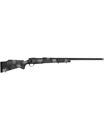 Nosler 46348 M48 Long-Range Carbon 300 Win Mag 4+1 26" Carbon Fiber Wrapped Barrel, Sniper Gray Cerakote Steel, Elite Midnight Camo Manners MCS-T Elite Tac Stock