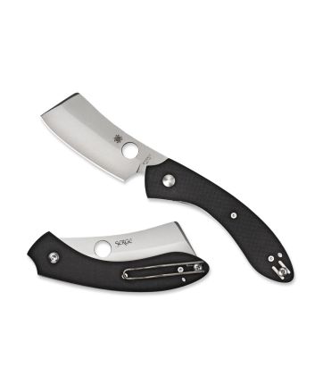 Spyderco C177GP ROC3.07" Folding Cleaver Plain Matte Gray VG-10 SS Blade Black G10 Handle Includes Pocket Clip