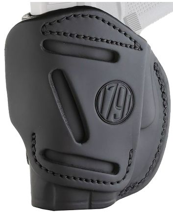 1791 Gunleather 4WH2SBLR 4-WayIWB/OWB Size 02 Stealth Black Leather Belt Clip Compatible w/Ruger LCP/S&amp;W Bodyguard/Glock 42/43/43X Right Hand