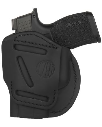 1791 Gunleather 4WH3SBLR 4-WayIWB/OWB Size 03 Stealth Black Leather Belt Clip Compatible w/Glock 26/Ruger LC9/S&amp;W M&amp;P Shield/2.0 9/40 Right Hand