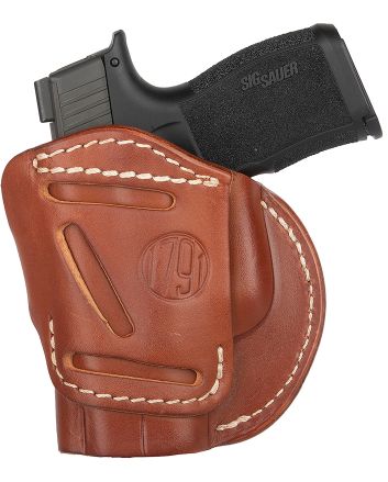 1791 Gunleather 4WH3CBRR 4-WayIWB/OWB Size 03 Classic Brown Leather Belt Clip Compatible w/Glock 26/Ruger LC9/S&amp;W M&amp;P Shield 2.0 9/40 Right Hand