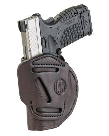 1791 Gunleather 4WH4SBRR 4-WayIWB/OWB Size 04 Signature Brown Leather Belt Clip Compatible w/Glock 26/S&amp;W M&amp;P Shield/Springfield XD/XDS Right Hand