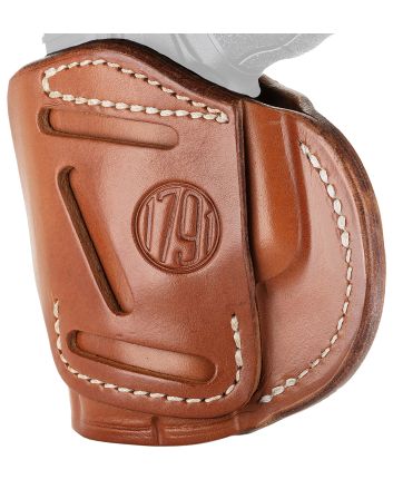 1791 Gunleather 4WH4CBRR 4-WayIWB/OWB Size 04 Classic Brown Leather Belt Clip Compatible w/Glock 26/Springfield XD/XDS/S&amp;W Shield Plus Right Hand