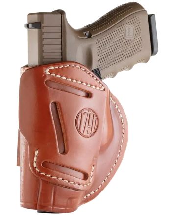 1791 Gunleather 4WH5CBRR 4-WayIWB/OWB 05 Classic Brown Leather Belt Clip Fits S&amp;W M&amp;P/Springfield XD/Glock 17/HK VP9