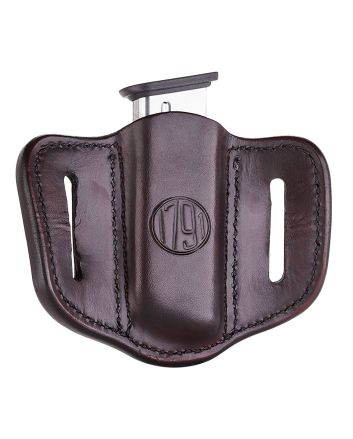 1791 Gunleather MAG11SBRA MAG1.1 Single Mag Holster Signature Brown Leather Belt Slide Compatible w/ Single Stack Ambidextrous