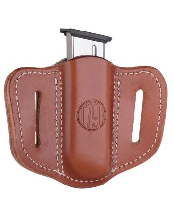 1791 Gunleather MAG11CBRA MAG1.1 Single Mag Holster Classic Brown Leather Belt Slide Compatible w/ Single Stack Ambidextrous