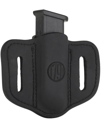 1791 Gunleather MAG12SBLA MAG1.2 Single Mag Holster Stealth Black Leather Belt Slide Compatible w/ Double Stack Ambidextrous