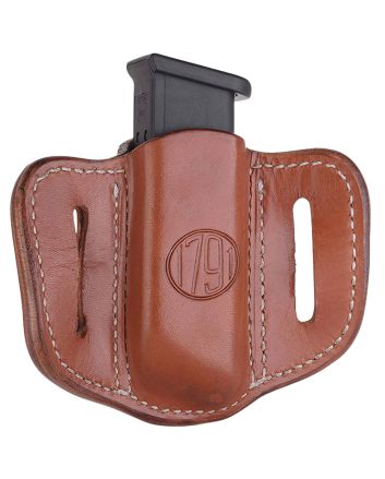 1791 Gunleather MAG12CBRA MAG1.2 Single Mag Holster Classic Brown Leather Belt Slide Compatible w/ Double Stack Ambidextrous