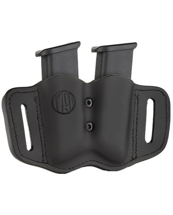 1791 Gunleather MAGF22SBLA MAG-F Double Mag Holster Stealth Black Leather Belt Slide Compatible w/ Double Stack Ambidextrous
